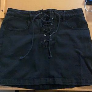 Kendall & Kylie black denim lace-up mini skirt